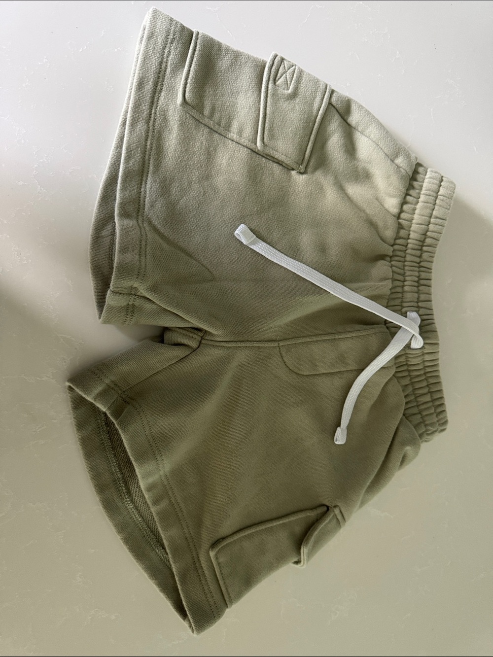 Little Bipsy Olive Green Drawstring Cargo Shorts with White Tie